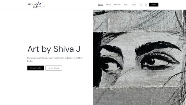 Screenshot of Art by Shiva J's webpage.