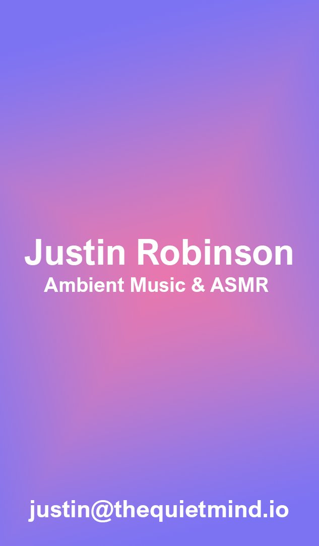 Artist business card back — vertical orientation