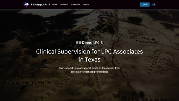 Screenshot of Bill Deggs, LPC-S's webpage.