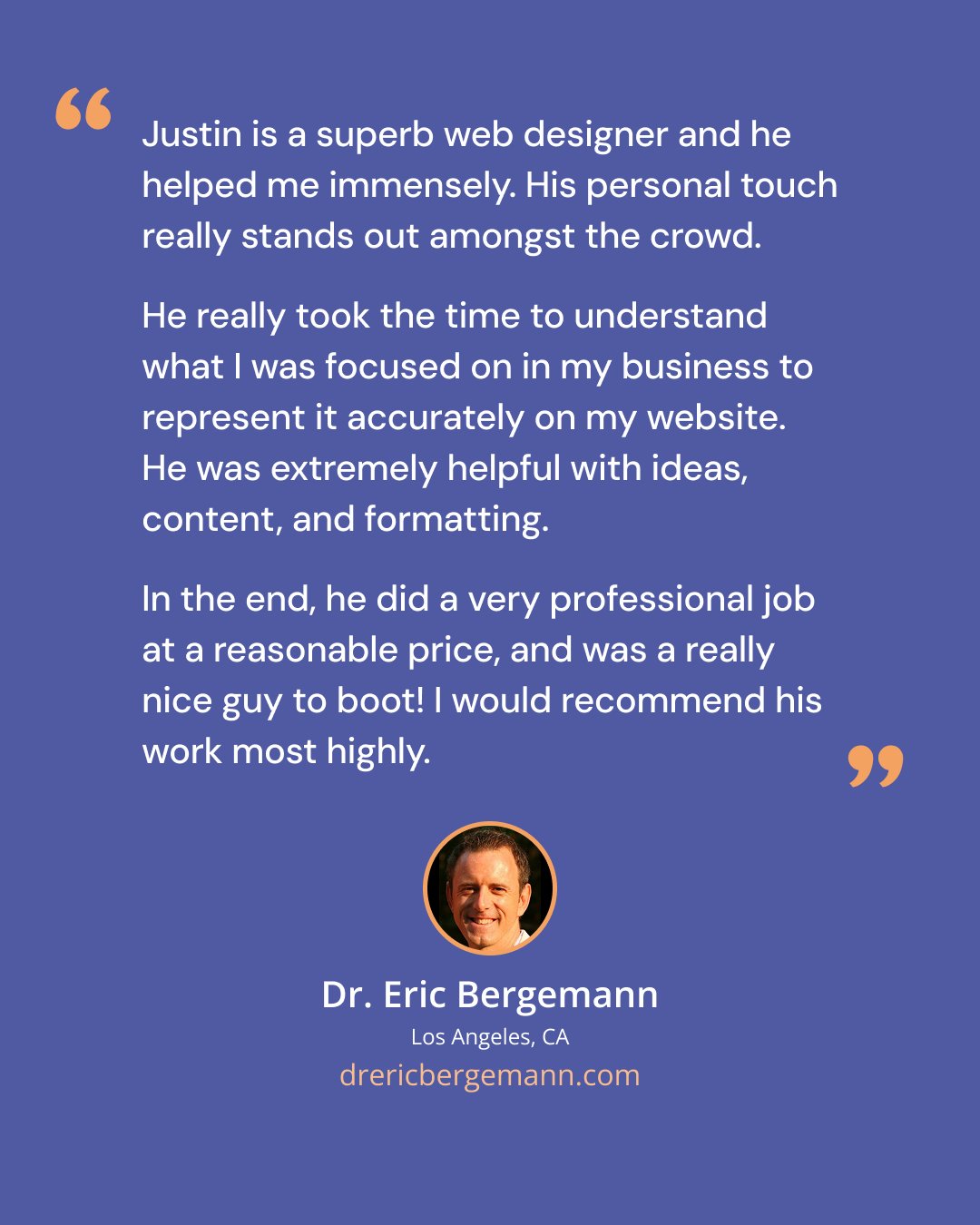 Client testimonial Instagram post for Dr. Bergemann