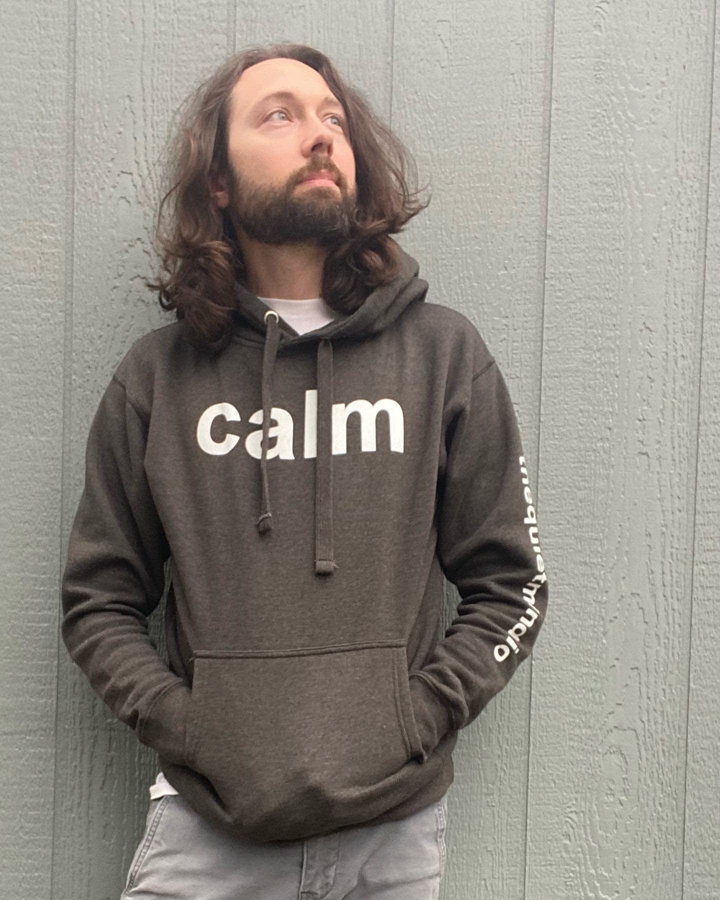 Product photography for The Quiet Mind merch — calm collection apparel
