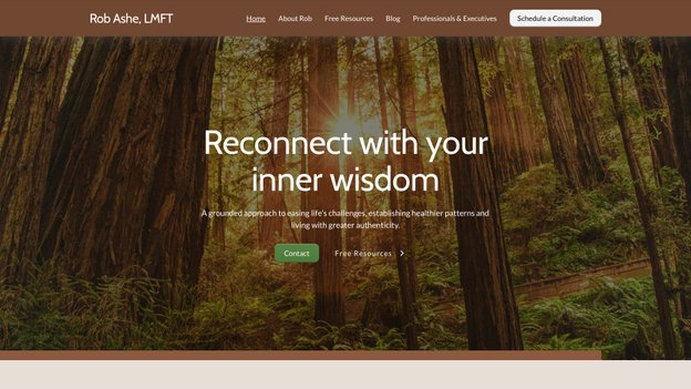 Screenshot of Rob Ashe, LMFT's webpage.