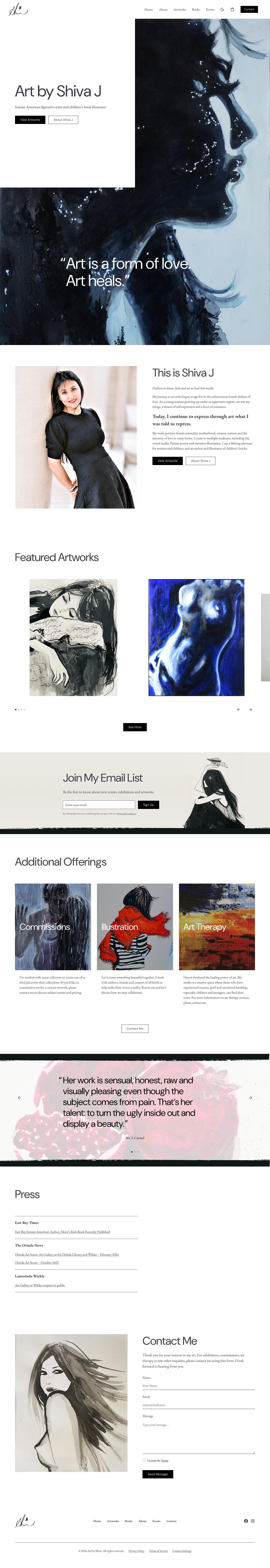 Full-page screenshot of Art by Shiva J website